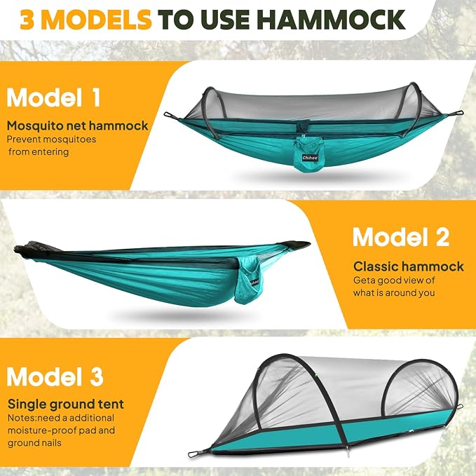 Chihee Ultra-Light Travel Camping Hammock Pop-up Net Hammock 660lbs Load - Image 4