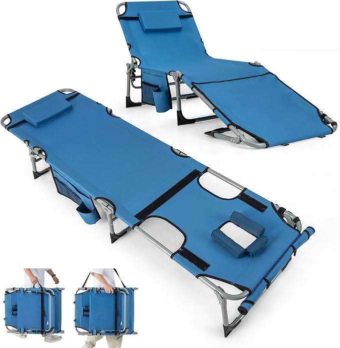 GYMAX Tanning Chair, 330LBS Beach Lounge Chair by GYMAX