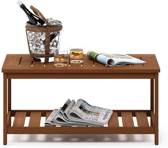 Furinno FG18508 Tioman Hardwood Patio Furniture 2-Tier Coffee Table in Teak Oil by Furinno-FitsYourSpaceFitsYourBudget