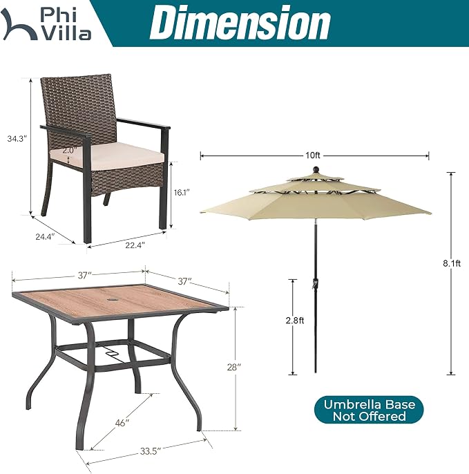 PHI VILLA 5 Pieces Outdoor Dining Set - Image 7
