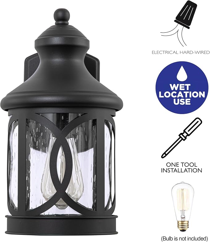 Outdoor Wall Sconce, Waterproof Exterior Light Fixture, Matte Black Porch - Image 7