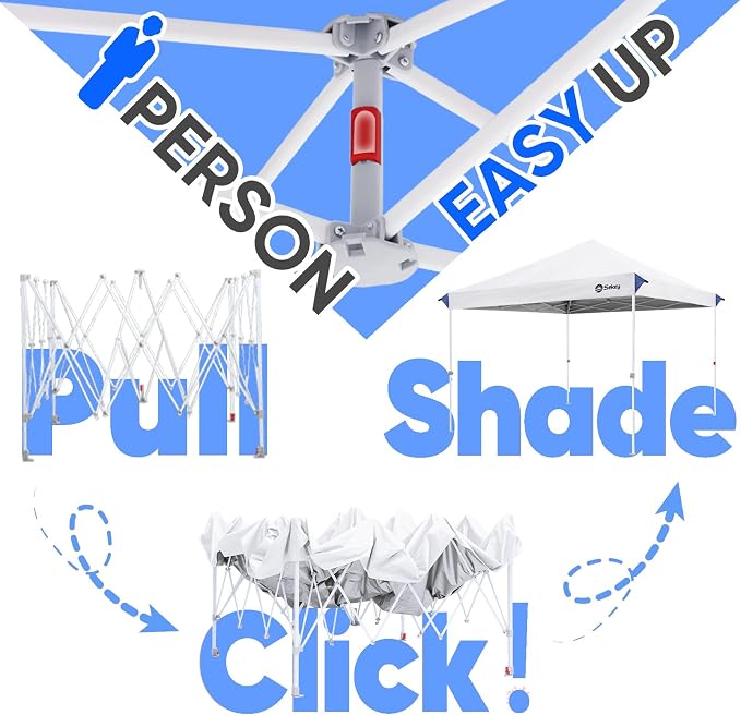 Sekey 10x10 Instant Pop Up Canopy – One Push Setup Easy Up Gazebo; 99% UV - Image 2