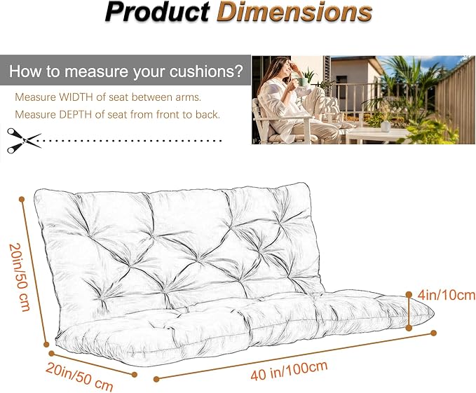 2-3 Seat Swing Replacement Cushion, Outdoor Bench Cushions - Image 6