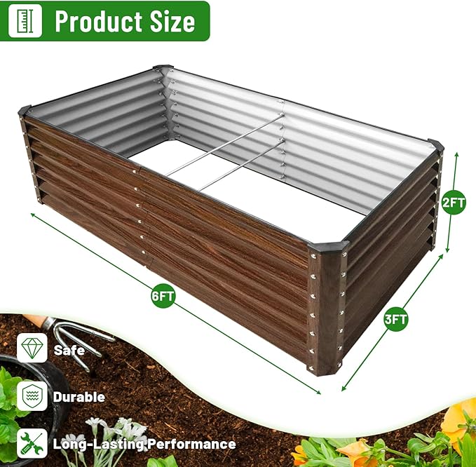 SnugNiture Galvanized Raised Garden Bed 6x3x2FT Outdoor Large Metal Planter Box - Image 2