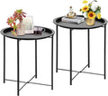 VECELO Side/End Table, Folding Round Metal Anti-Rust and Waterproof Outdoor or by VECELO