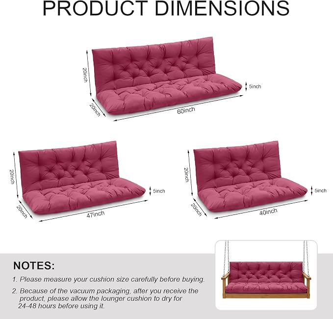 Outdoor Swing Cushions, 3 Seat Porch Swing Cushion Replacement - Image 2