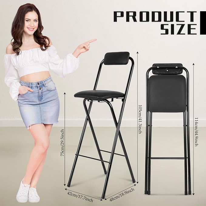 Thyle 2 Pcs Folding Bar Stool - Image 3