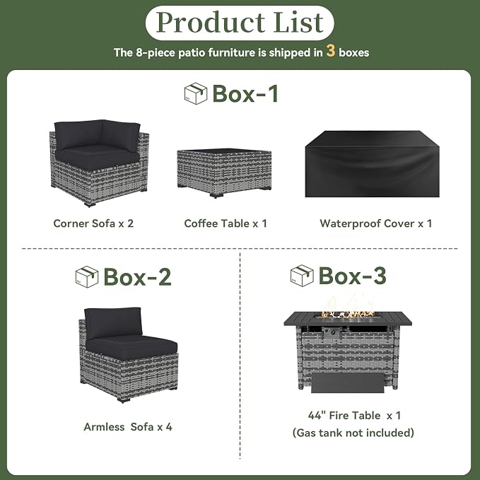 Aoxun 8 Piece Patio Furniture Set - Image 7