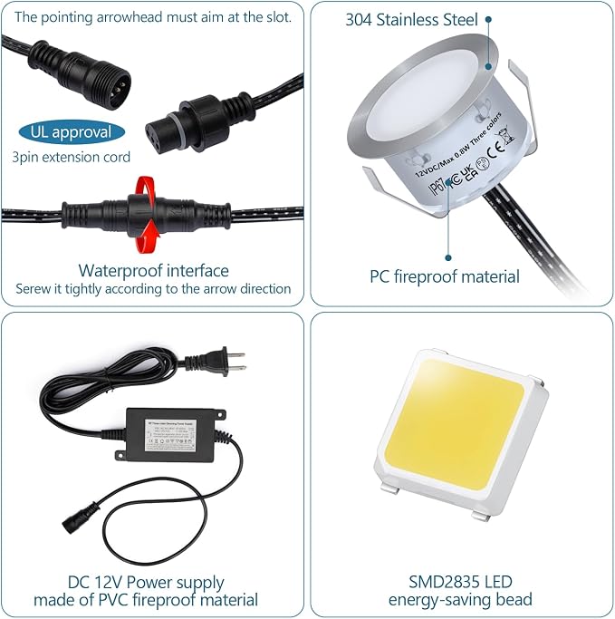 HIBOITEC 10PCS Low Voltage Recessed RGB Deck Lamp φ42mm - Image 4