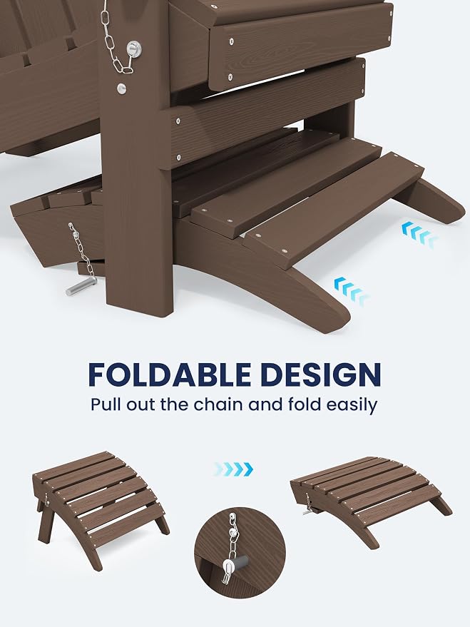 KINGYES Folding Adirondack Ottomans Set of 4 - Image 4
