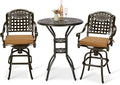 VIVIJASON 3-Piece Outdoor Swivel Bar Stools Set, All Weather Cast Aluminum by VIVIJASON