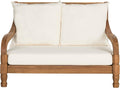 SAFAVIEH Outdoor Collection Pomona Natural Solid Wood/Beige Lounger Bench Sofa by SAFAVIEH