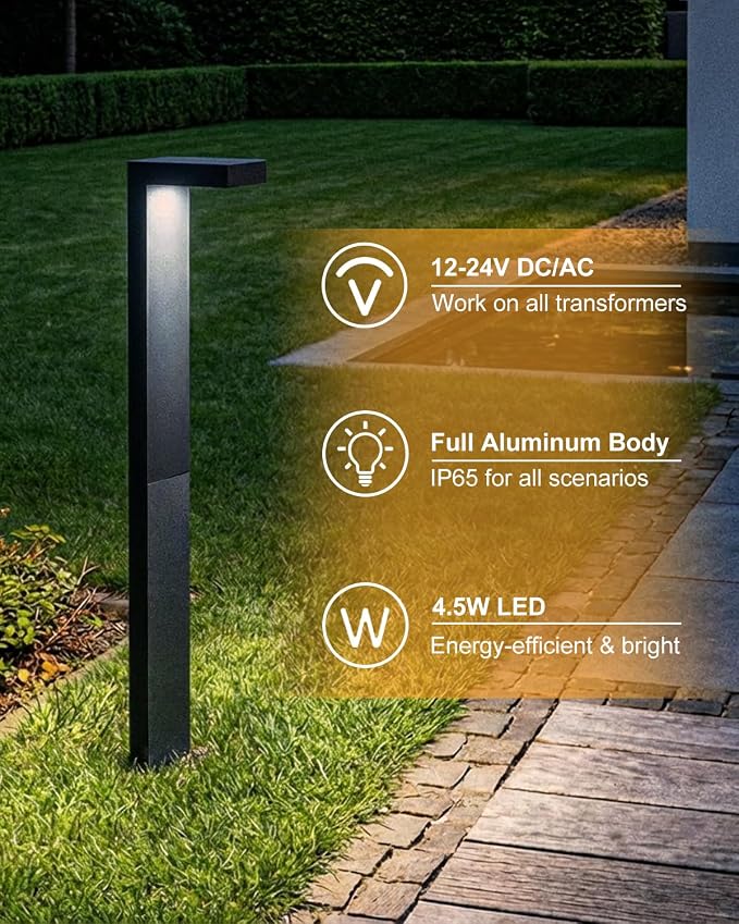 Low Voltage Landscape Lights, 6 Pack Outdoor LED Pathway Light, Wired Path - Image 5