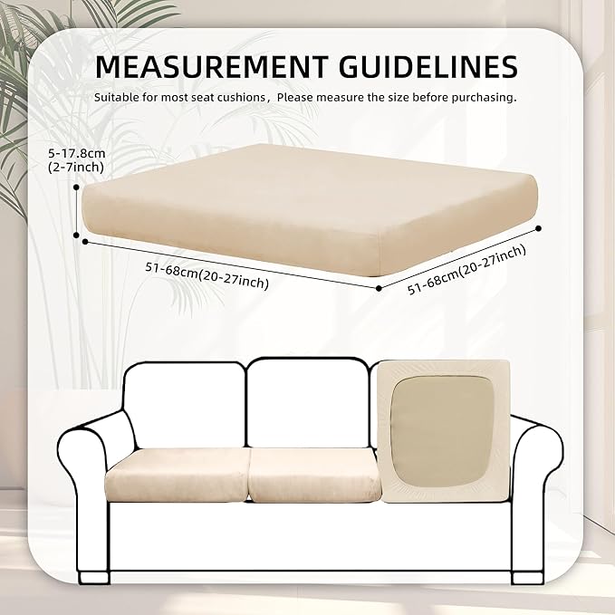 8Pcs Stretch Velvet Patio Cushion Cover, - Image 2