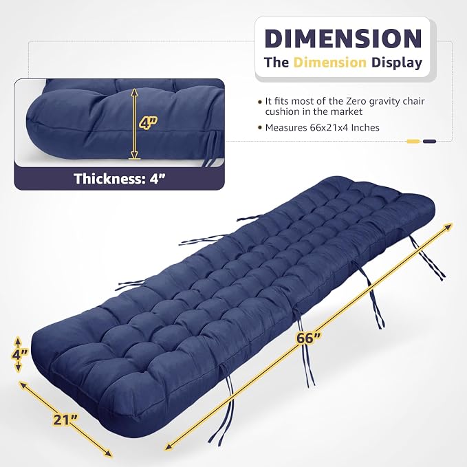 Patio Lounge Chair Cushion, Waterproof Zero Gravity Chair Cushions - Image 2
