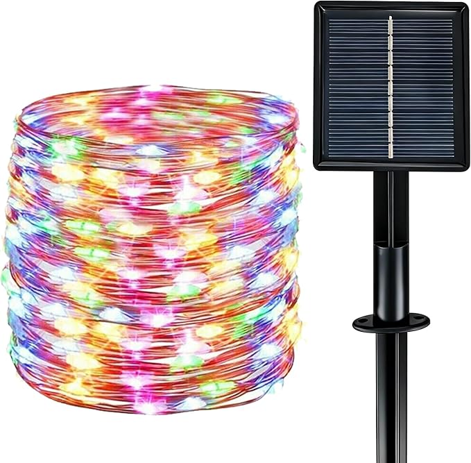 Solar String Lights Outdoor Waterproof 33ft 100LED 8 Modes Twinkle Lights Solar by Yaafen