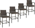 ZENY Set of 4 Wicker Barstool All Weather Dining Chairs Outdoor Patio Furniture by ZENY