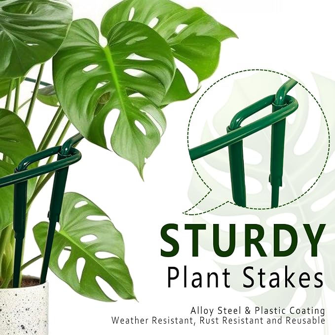 6 Pack Detachable & Assemblable Metal Plant Support Stakes - Image 4