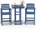 FOOWIN 3 Piece Outdoor Bar Height Table and Chairs, All Weather HDPE Patio Bar by FOOWINOUTDOORSHOW
