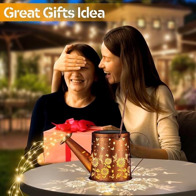 Outdoor Hanging Solar Lantern Waterproof Set Outside Metal Sunflower & - Image 2