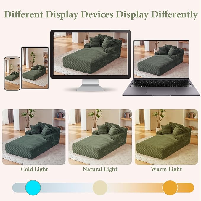 78.7" Chaise Lounge Chair Indoor, Oversized Boneless Couch Comfy Upholstered - Image 8