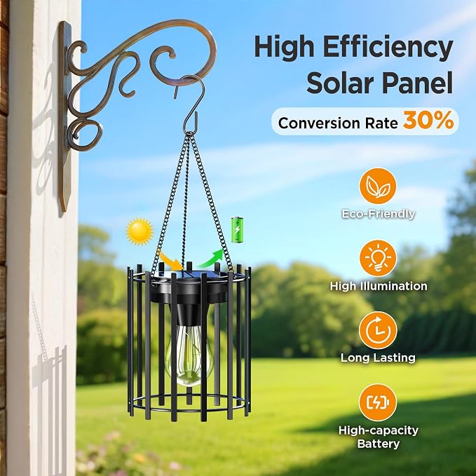 KOOPER Solar Lanterns Outdoor Waterproof, 14.56" Upgraded Bright Hanging Solar - Image 4