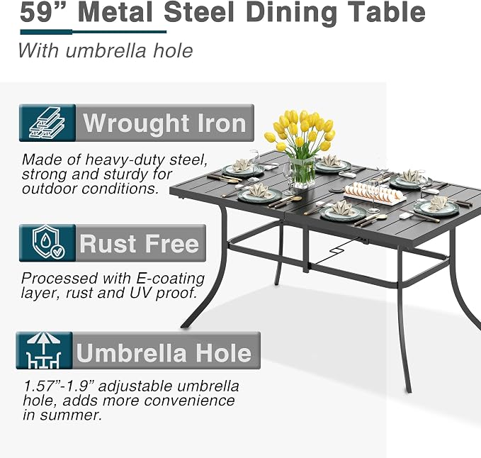 PHI VILLA 7 Piece Patio Dining Table Set - Image 8