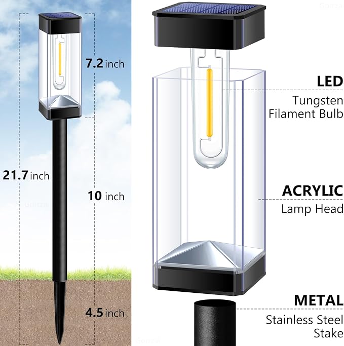 Bright Solar Pathway Lights Outdoor 8 Pack Solar Lights Outdoor LED Waterproof - Image 6