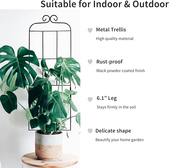 4 Pack 31'' Plant Trellis for Climbing Plants Indoor & Outdoor, Metal Trellis - Image 4