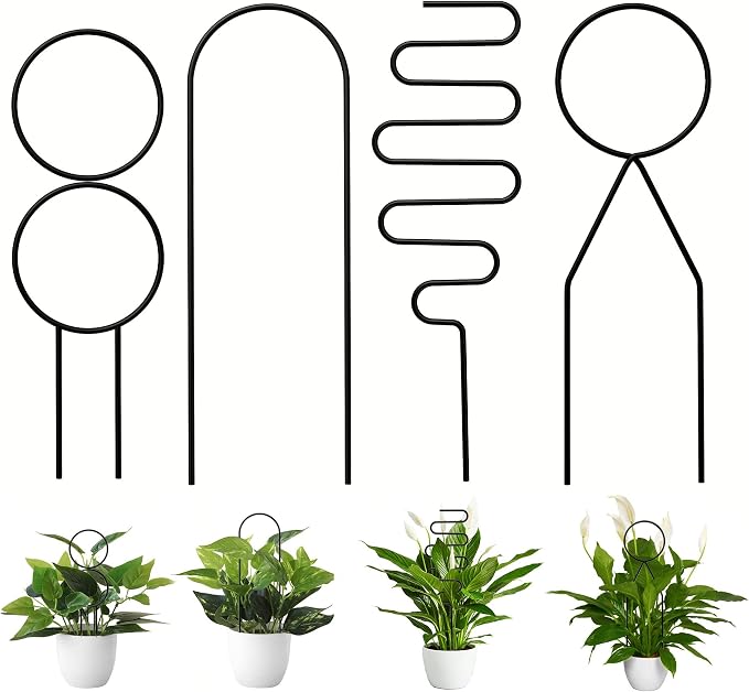 4 Pcs Small Metal Trellis for Potted Plants, Mini Trellis for Potted Plant by Unknown
