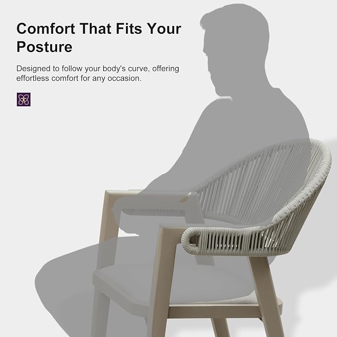 PURPLE LEAF Outdoor Counter Height Bar Stool Set of 2 Rattan Bar Chair - Image 6