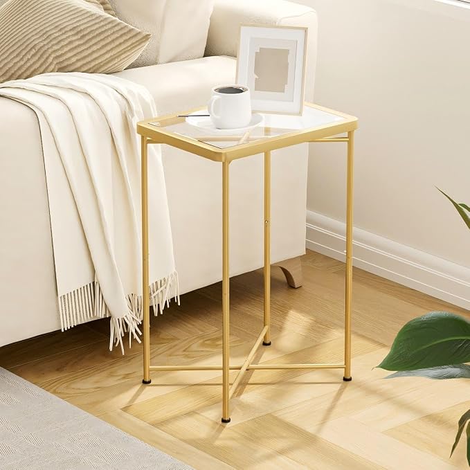 Garden 4 you Small Side Table, Glass End Table, Outdoor Side Table by Garden4you