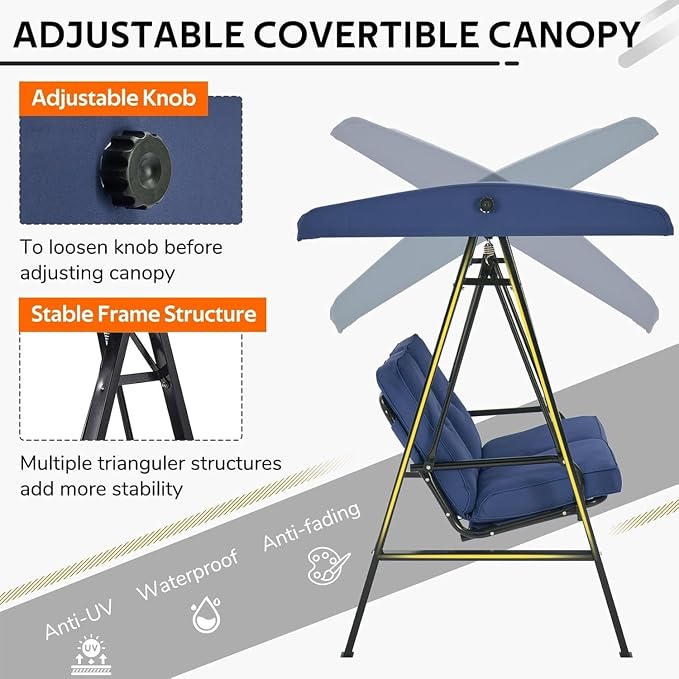 AECOJOY 2-Seat Outdoor Patio Swing Chair - Image 3