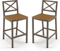 Outdoor Bar Stools Set of 2, 26 Inch All Weather HDPS Patio Counter Height by COZYMAN