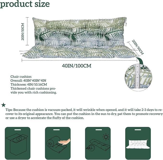 Outside Benches Cushion with Backrest, Thicken Waterproof Swing Cushions 2/3 - Image 5