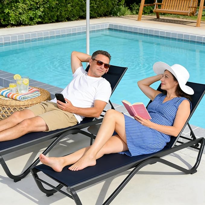 Kozyard Outdoor Chaise Lounge Chair, Full Aluminum Frame, Adjustable Reclining - Image 8