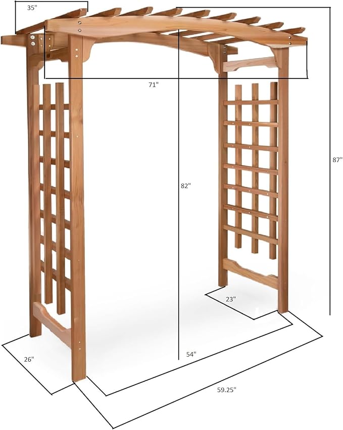 All Things Cedar 6-Foot Pagoda Arbor Garden Arch Trellis - Image 9