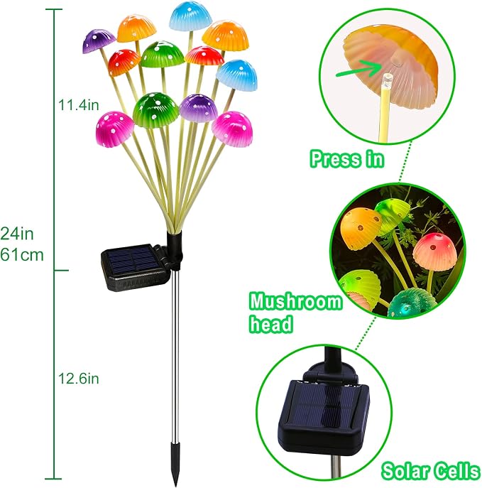 Kohlrabi Solar Garden Lights, 4 Pack Solar Mushroom Lights Outdoor, Upgraded - Image 3