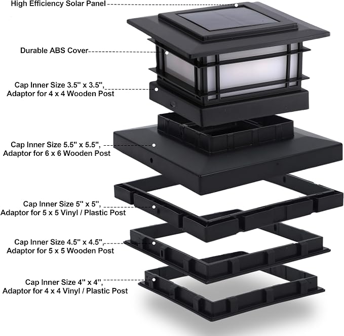 Dynaming 8 Pack Solar Post Cap Lights Outdoor - Image 3
