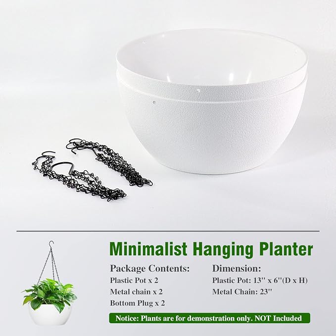 WOUSIWER 13 inch 2Pack Large Hanging Planters - Image 5