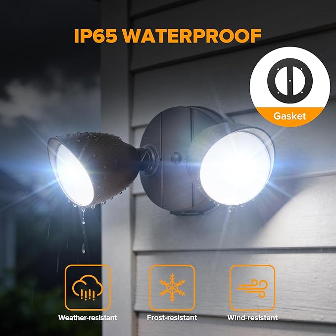 LUTEC 3500 Lumen 32 Watt 28 LED Dual-Head Floodlight Outdoor, Full Metal Design - Image 4