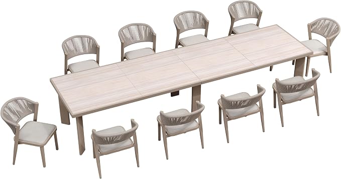 PURPLE LEAF 11-Piece Patio Dining Set Outdoor Furniture Rectangular Extended by PURPLELEAF