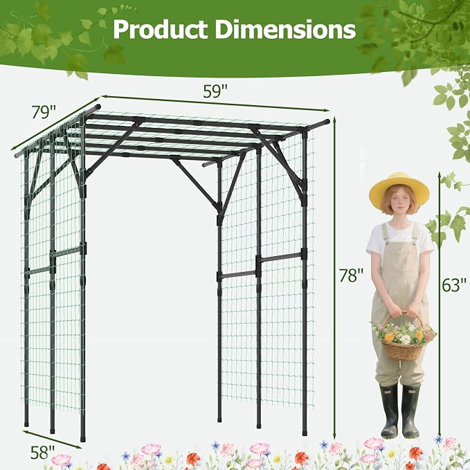 HAPPYGRILL Garden Arch Trellis for Climbing Plants Outdoor, Rustproof PE-Coated - Image 9