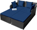 Outdoor Rattan Daybed, Patio Loveseat Sofa Set w/Comfortable Cushions, Extra by Unknown