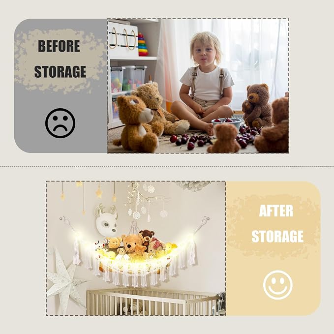 Stuffed Animal Hammock with LED Light, Large Stuffed Animals Storage Corner - Image 4