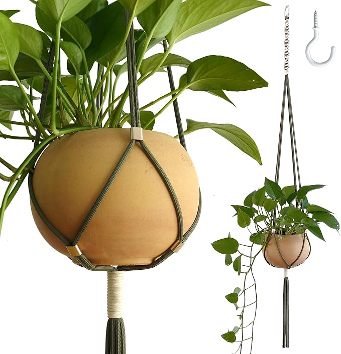 Macrame Plant Hanger Polyester Rope 42 Inch Outdoor Indoor Adjustable Hanging by LETBE