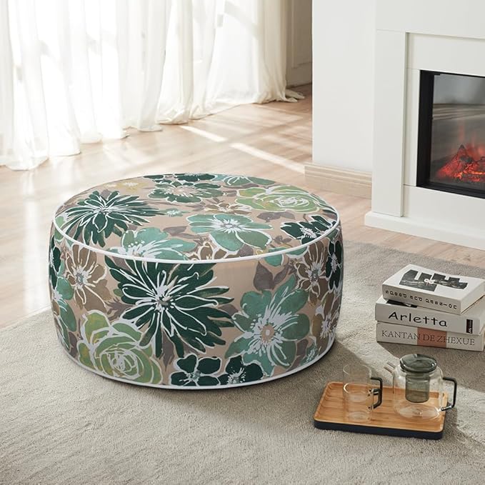 Magpie Fabrics Inflatable Stool Ottoman Pouf D20 xH9, Outdoor Round Footrest - Image 2