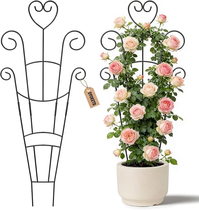 30 Inch Plant Trellis for Climbing Plants Indoor, Outdoor Metal Garden Trellis by OYOEETD