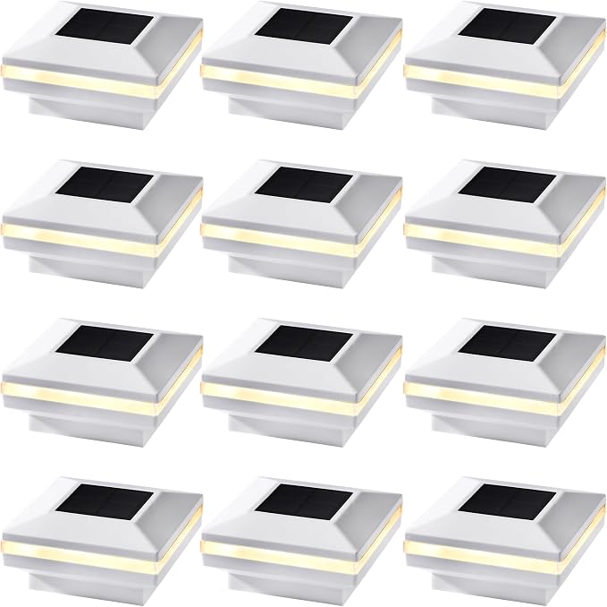 Dynaming 12 Pack Solar Post Lights, Outdoor Solar Powered Decorative Post Cap by Dynaming
