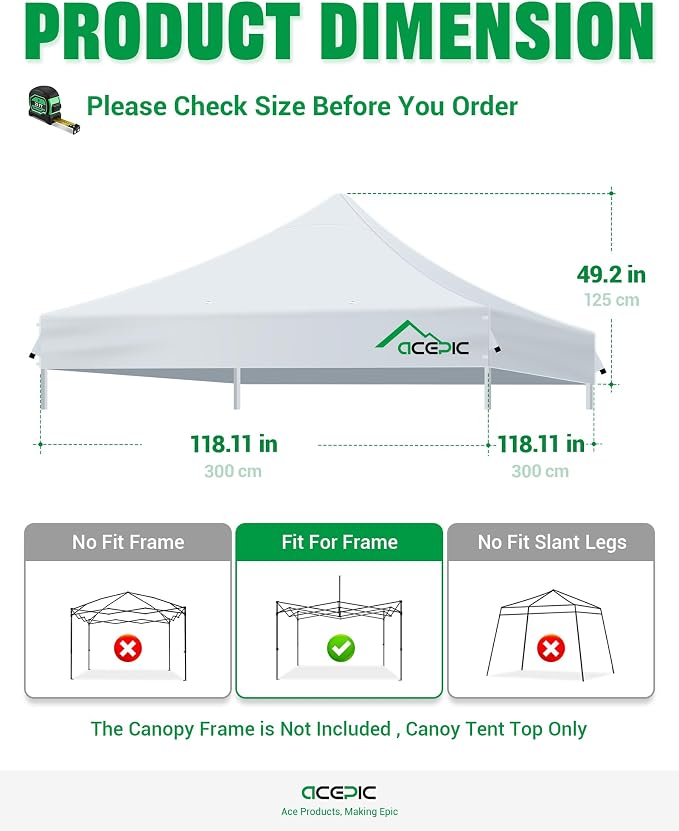 Heavy Duty 10x10 Canopy Replacement Top Cover - Image 2